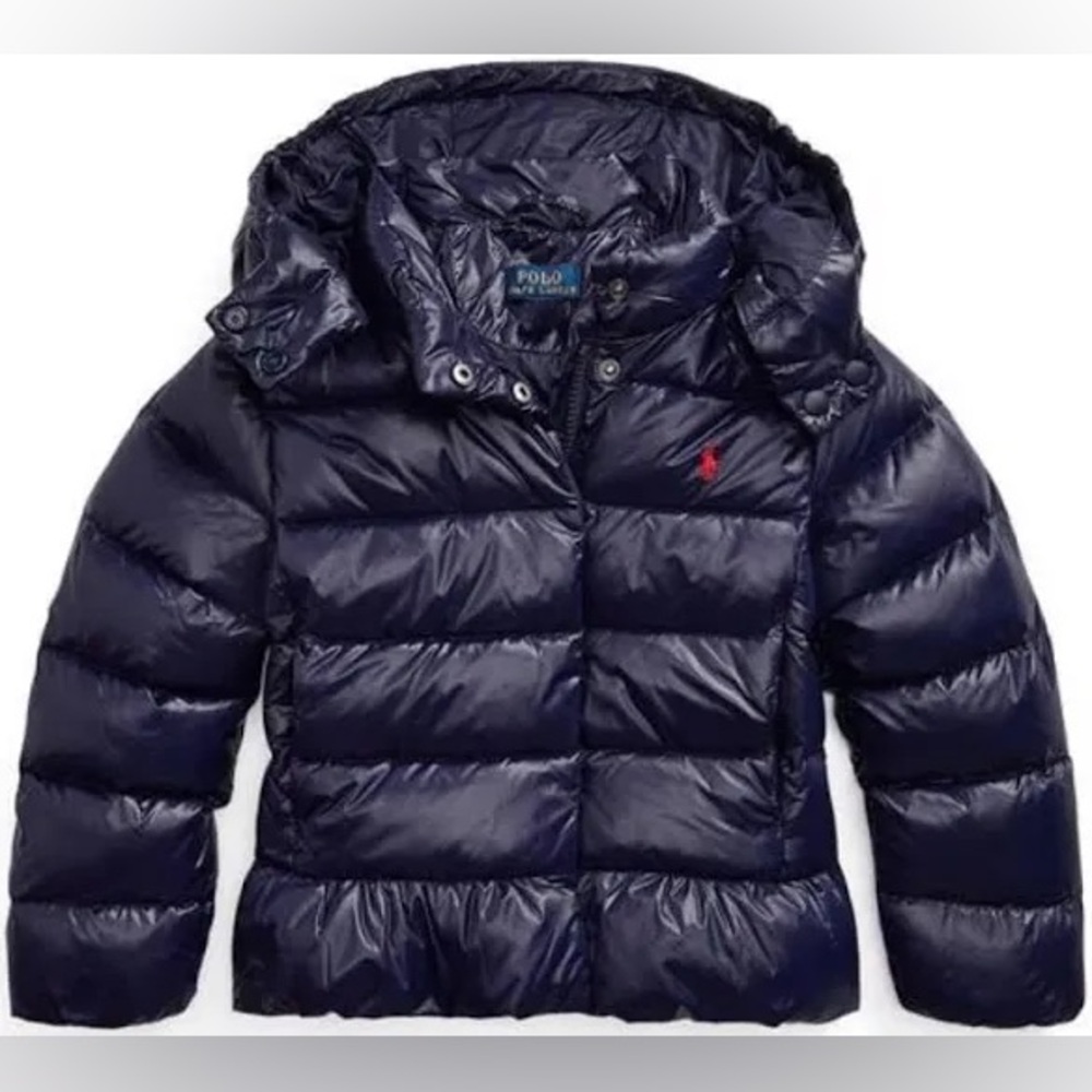 Ralph Lauren Down Hooded Peplum Jacket